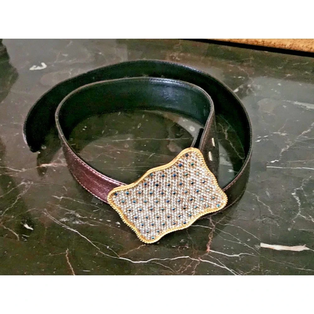 Ladies Bronze Belt With Rhinestone Buckle